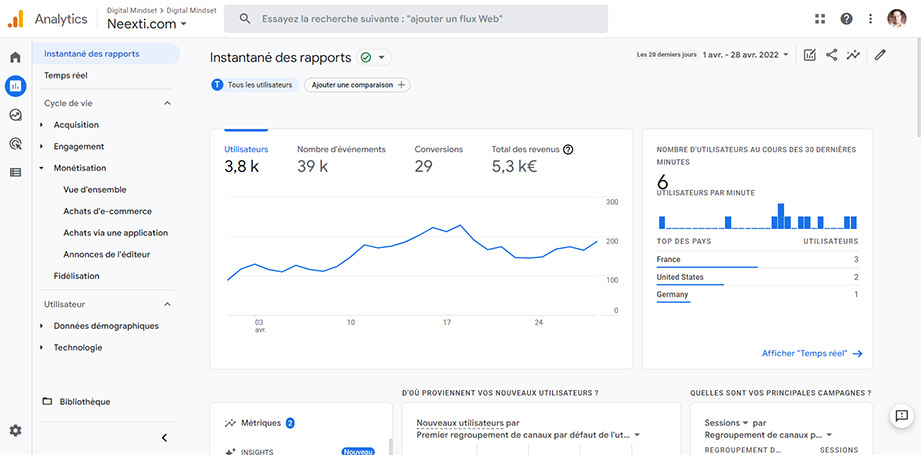 Synyhèse du rapport de monétisation Google Analytics